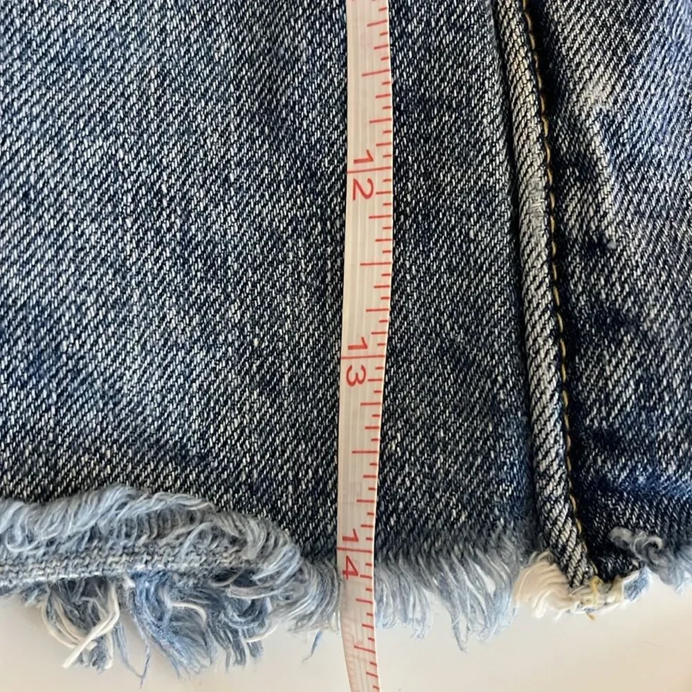 WE THE FREE PEOPLE Distressed A-Line Blue Denim Mini Skirt 28